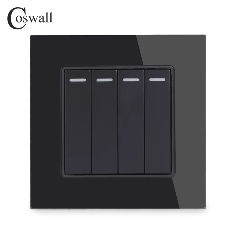 COSWALL 4 Gang 1 Way роскошный светильник из хрустального стекла настенный переключатель
