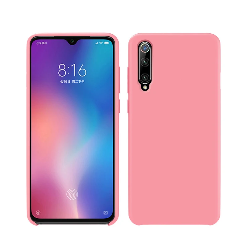 Для Xiaomi mi 9 чехол для телефона Жидкая силиконовая задняя крышка защитный чехол для Xiaomi mi 9 8 для Red mi Note 8 7 Pro защитный чехол - Цвет: Розовый