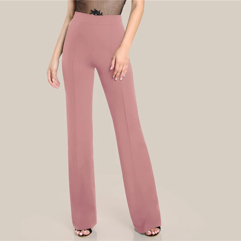 SHEIN Однотонные Широкие Прямые Брюки Офисные Стильные Брюки