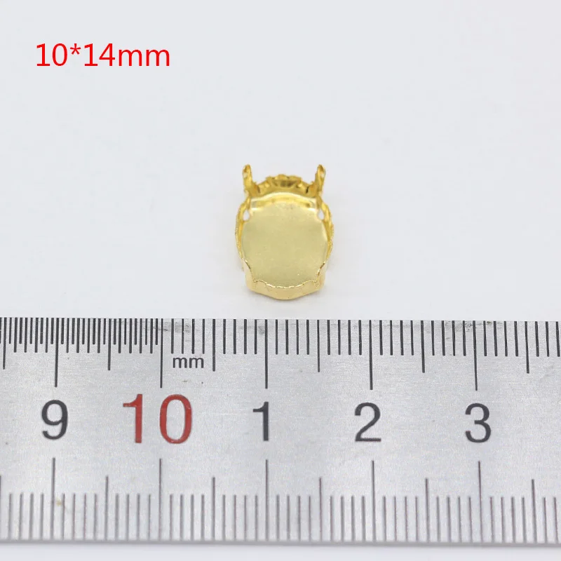 10x14mm oval 30p All shape&size Empty Base Setting Gold plated Blank Claw For Holder jewels stones Stitch On Sew On Crystal Glass Rhinestones - Цвет: 10x14mm oval