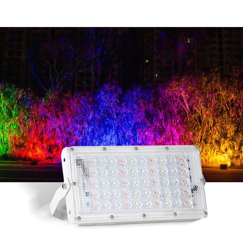 Рождественские Уличные светильники 50 Вт RGB Светодиодный прожектор Водонепроницаемый отражатель освещение IP65 Сад RGB прожектор AC 220V 240V