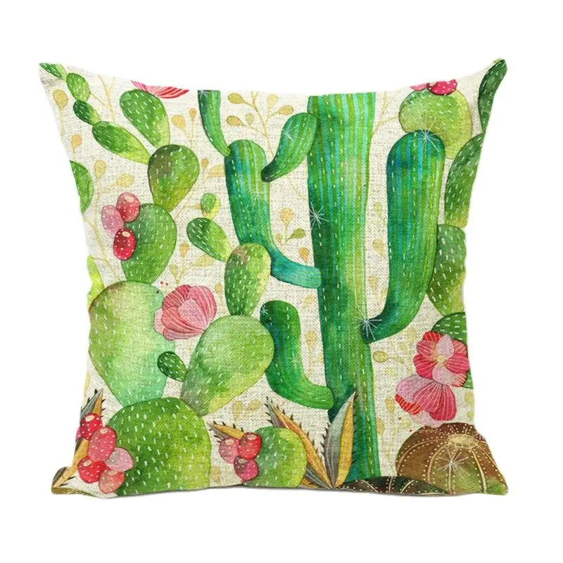 Изображение тропическая алмофада лист зеленая Подушка с изображением кактуса