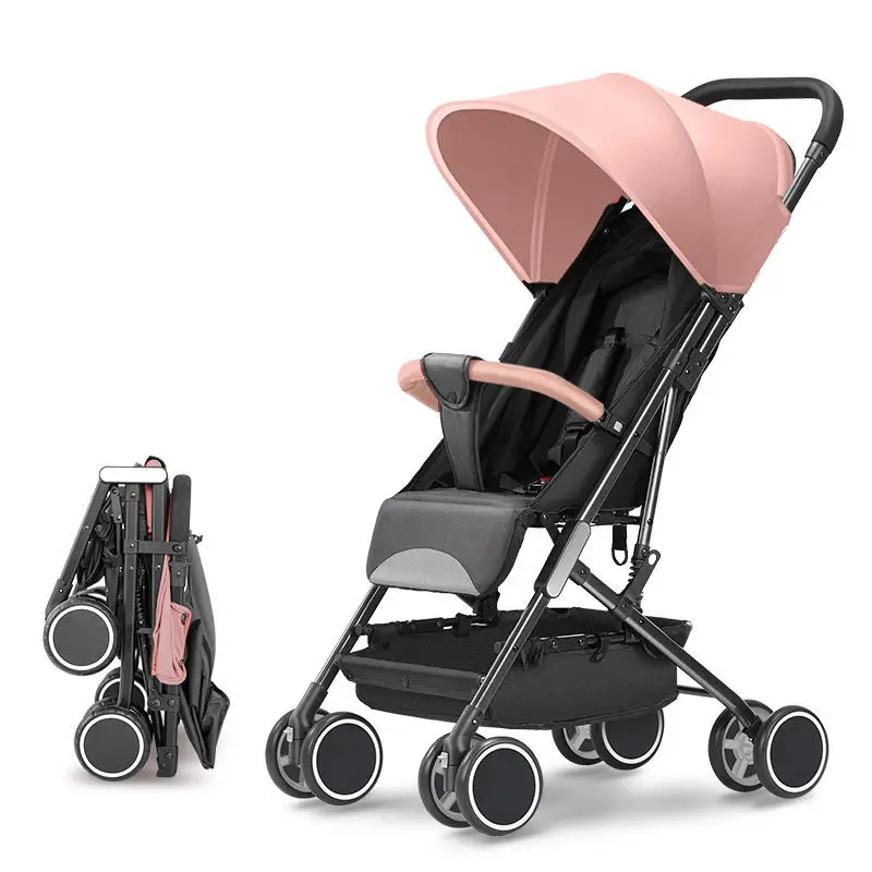 Baby stroller can sit and lie down ultra-light umbrella car one-click folding portable  newborn stroller wheel with shock absorp