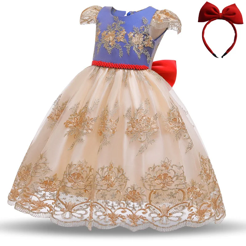 Элегантное платье для девочек свадебное принцессы с вышитыми цветами