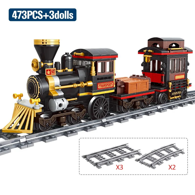 

MOC 473pcs City IDEAS Steam train Creator Building Blocks DIY Assembly Bricks Educational Toys For children birthday gifts