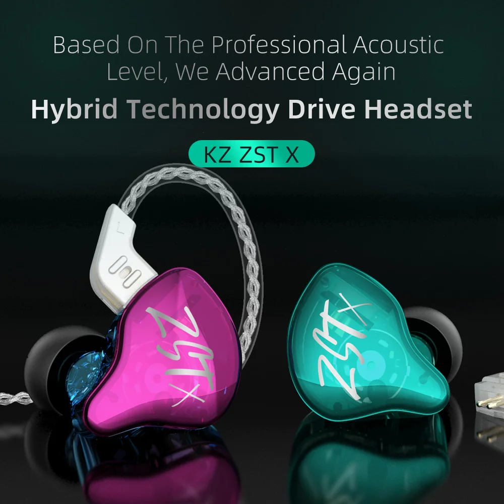 Новые гибридные наушники KZ ZST X 1BA + 1DD 3 5 мм портативные спортивные Hi-Fi с басами