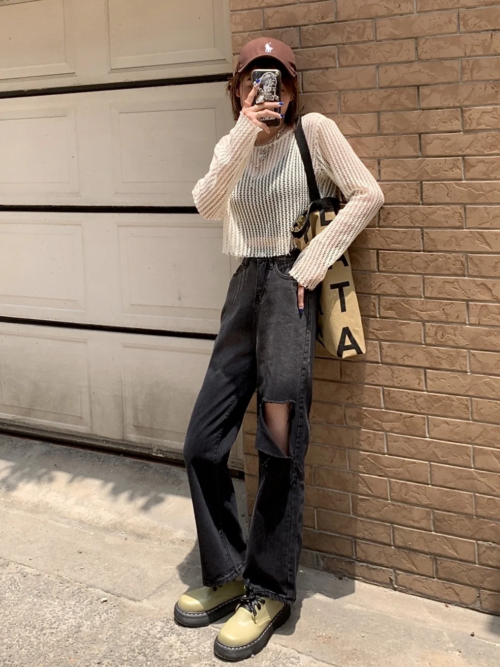 

High Waisted Jeans Women Ripped Pants 2021 Summer New Arrival Front and Back Hole Loose Straight Wide Leg Trousers For Women
