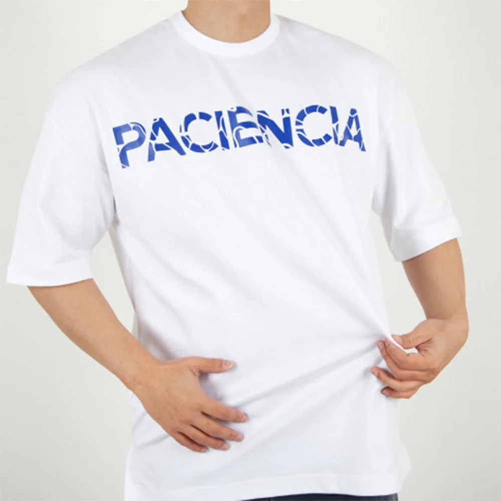 

Fashion Casual 2021 Summer T-shirt Western Style Simple Hipster Thin Popular Solid Color Letter Printing Round Neck Summer