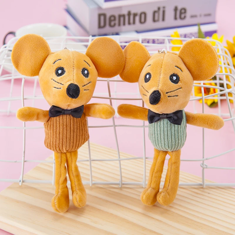 Подвеска-брелок с вертикальными полосками в виде коричневой мыши | Игрушки и