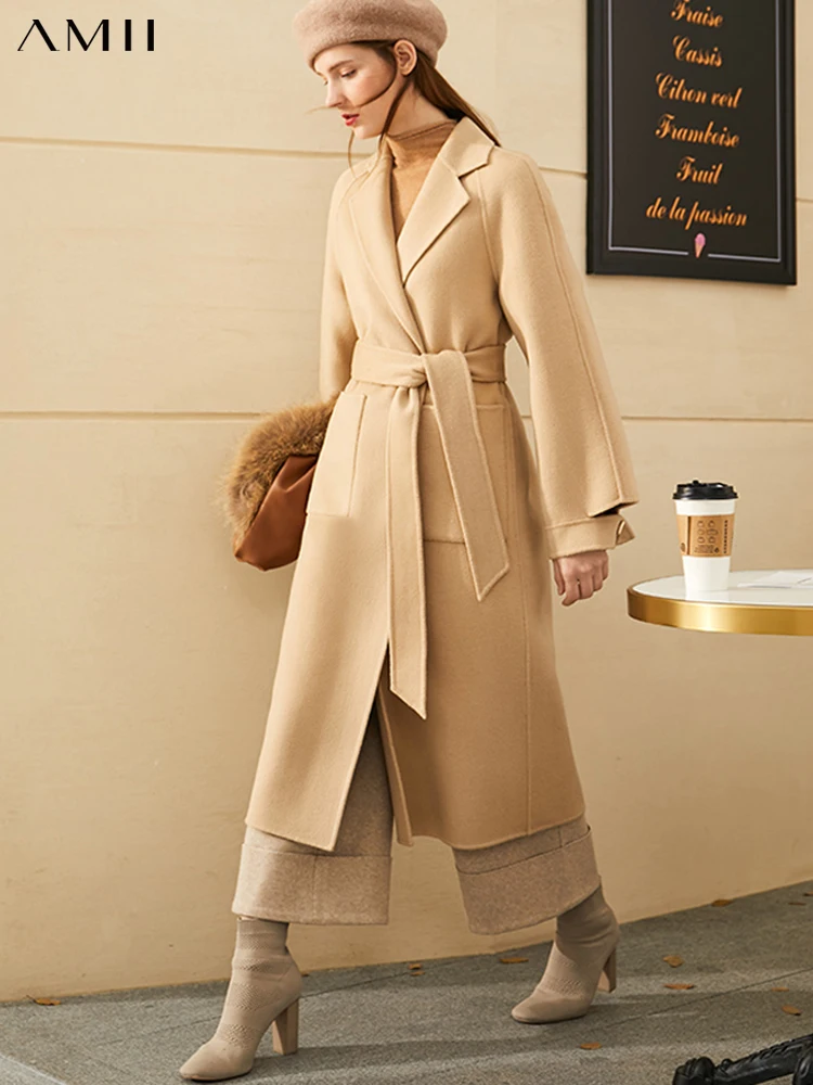 Женское зимнее пальто Amii в стиле минимализм однотонное двубортное шерстяное с