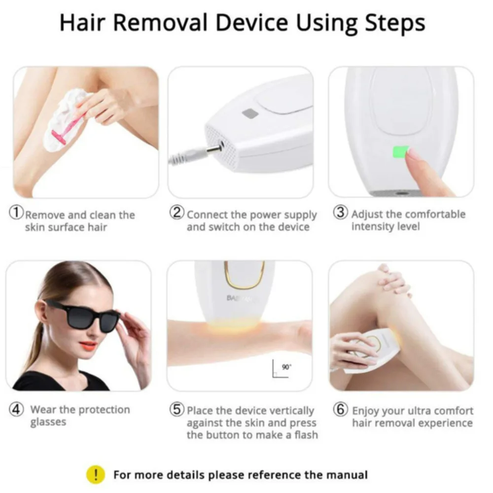 

Home Hold Depilatory Laser Mini Hair Epilator Permanent Hair Removal System 500000 Shot Light Pulses Whole Body Hair Remover