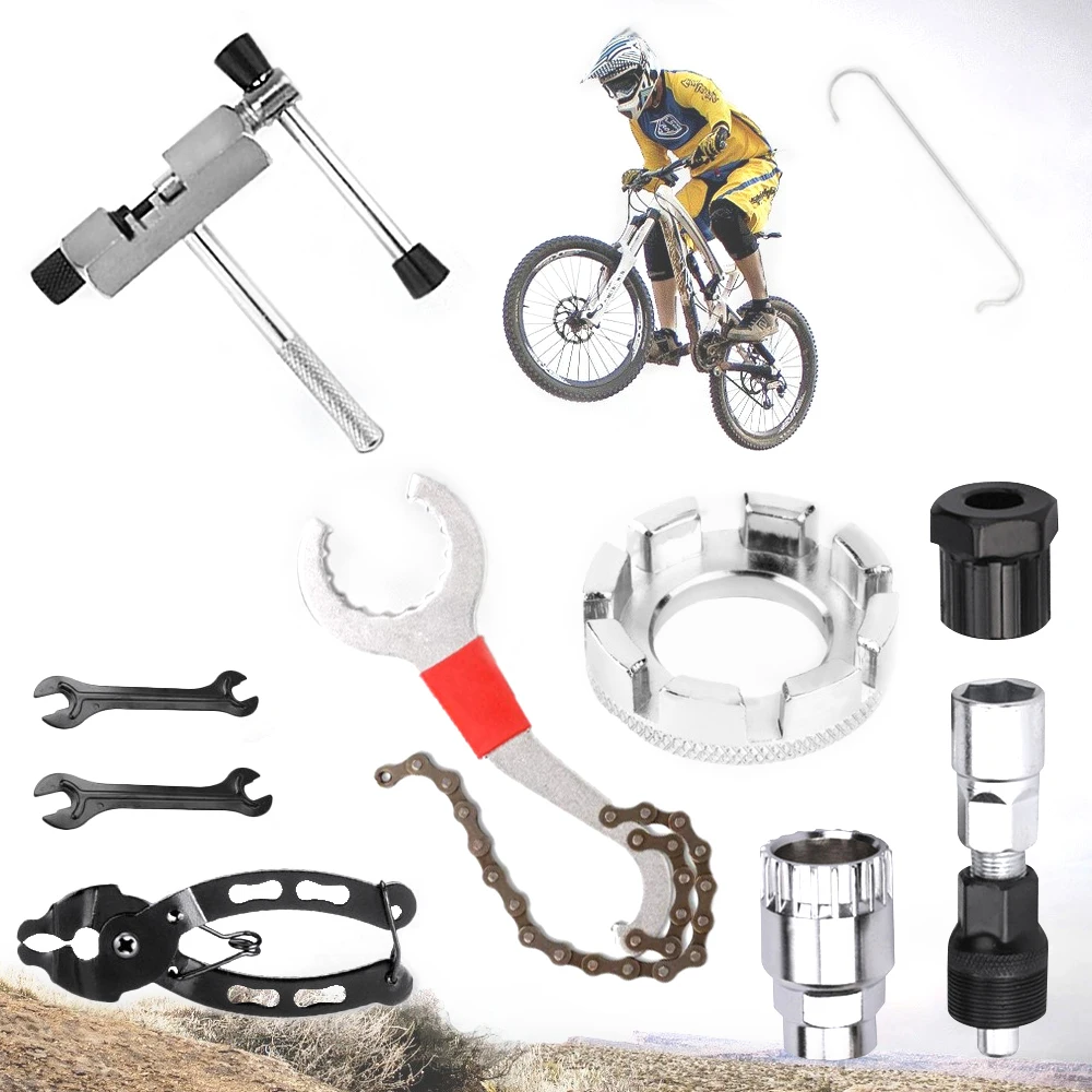 

Bicycle Repair Tool Kits MTB Road Bikes Chain Breaker Extractor Cutter Flywheel Remover Crank Puller Wrench Bike Maintenance Set