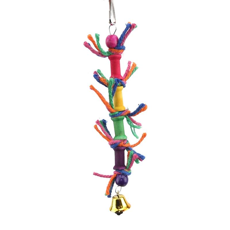 Juguete colgante para mascota, bolas de mimbre para morder, campana oscilante, soporte para periquito y p&aacute;jaro, accesorios de entrenamiento, suministros para mascotas-2