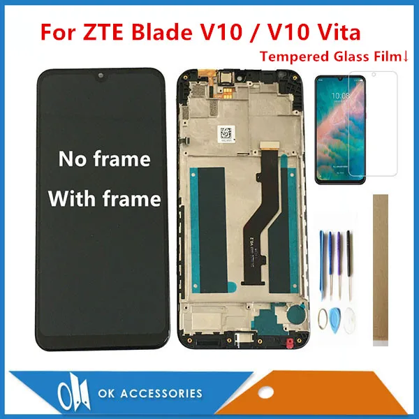 

Оригинальный ЖК-дисплей 6,26 дюйма для ZTE Blade V10 / Blade V10 Vita с сенсорным экраном, стеклянный сенсор, дигитайзер с рамкой в комплекте