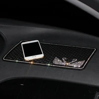 crystal rhinestone car anti slip mat for dashboard armrest phone key holder non slip rubber sticky pad car interior accessories