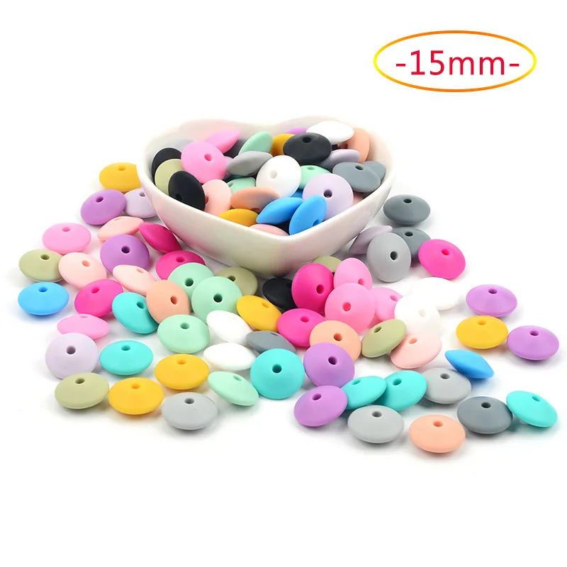 15mm mix or choose LOFCA 12/15 мм Силиконовые чечевицы бусины 10 шт./лот детский Прорезыватель для зубов игрушки, не содержащие БИСФЕНОЛ по уходу за ребенком Силиконовый Сделай Сам грызунок Цепочки и ожерелья ювелирных изделий - Цвет: 15mm mix or choose