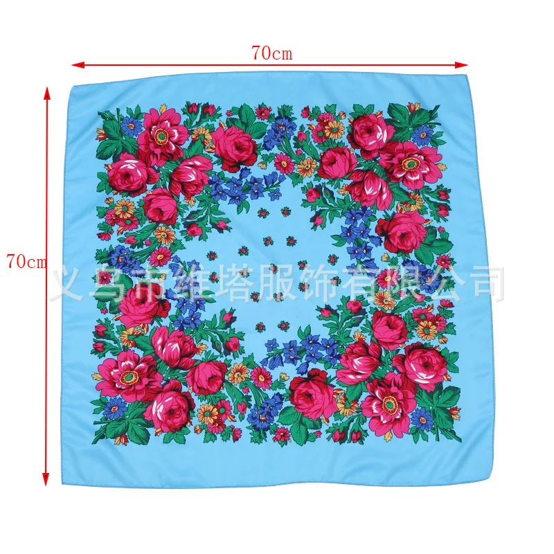 

70*70cm Muslim Baotou women's national windprint reusable scarf women pleated shawl autumn and winter warm hijab cotton towel