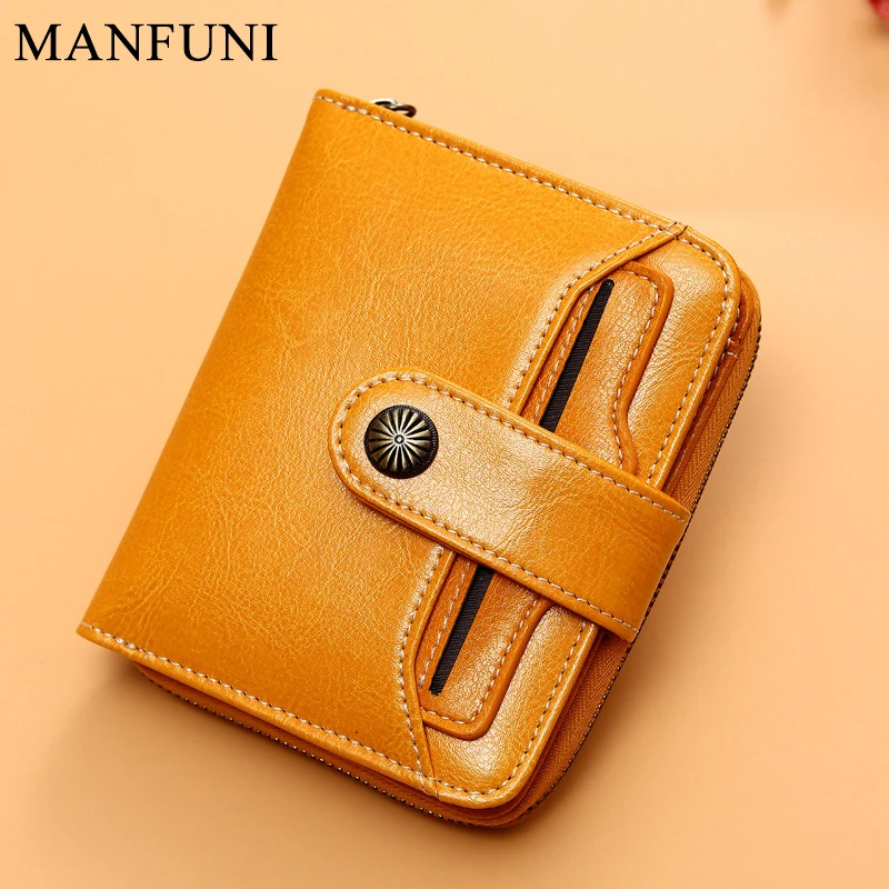 Модные женские кошельки из 100% натуральной кожи на молнии Дамский короткий