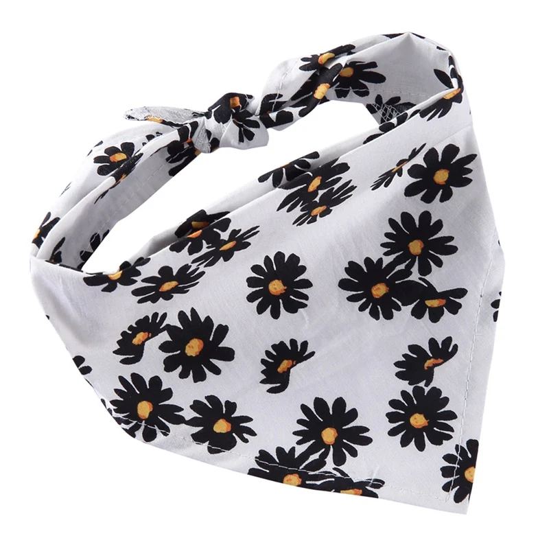 Pet Dog Floral Bandanas Scarfs Cute Daisies Printed Triangular Bibs Puppy Cats Washable Neckerchief Decorative Collar | Дом и сад