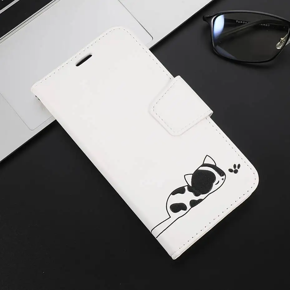 Кожаный чехол с откидной крышкой для samsung Galaxy S10 E S9 J4 J6 A7 A6 плюс A10 A20 E A30 A40 A50 A70 милый кошелек с котами чехол для телефона