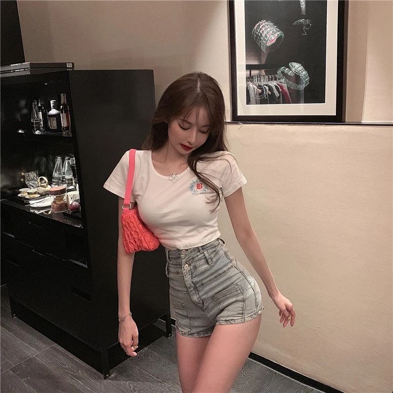 

Pocket Denim Summer Waist High-Waist Tight Women Jeans Sexy Casual Shorts Pants Skinny jeans Slim Denim Short Jeans 1601A