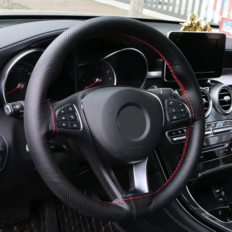 Кожаный Противоскользящий Чехол оплетка для руля|Чехлы на руль| |