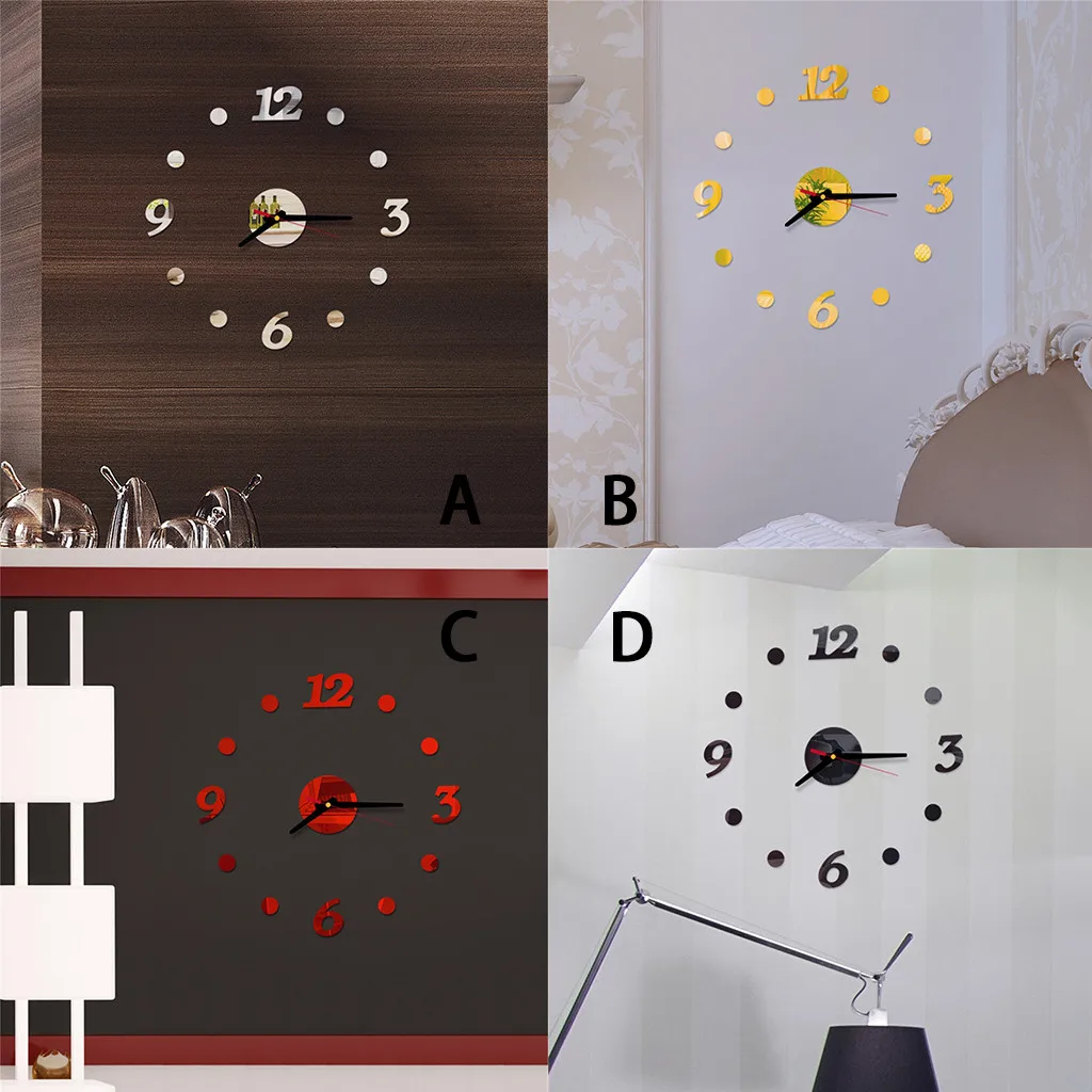 2020 Wall Clock 3D DIY Roman Numbers Acrylic Mirror Sticker Home Decor Mural Decals декор для дома X2 | Дом и сад