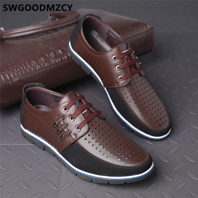 Summer Shoes Leather Casual Men Fashion Mens Designer Big Size Chaussures Hommes En Cuir Luxe Sepatu Kulit Pria | Обувь