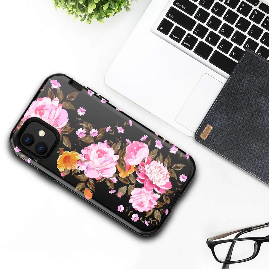 Цветочный дизайн противоударный жесткий Гибридный чехол защитный Жесткий Чехол
