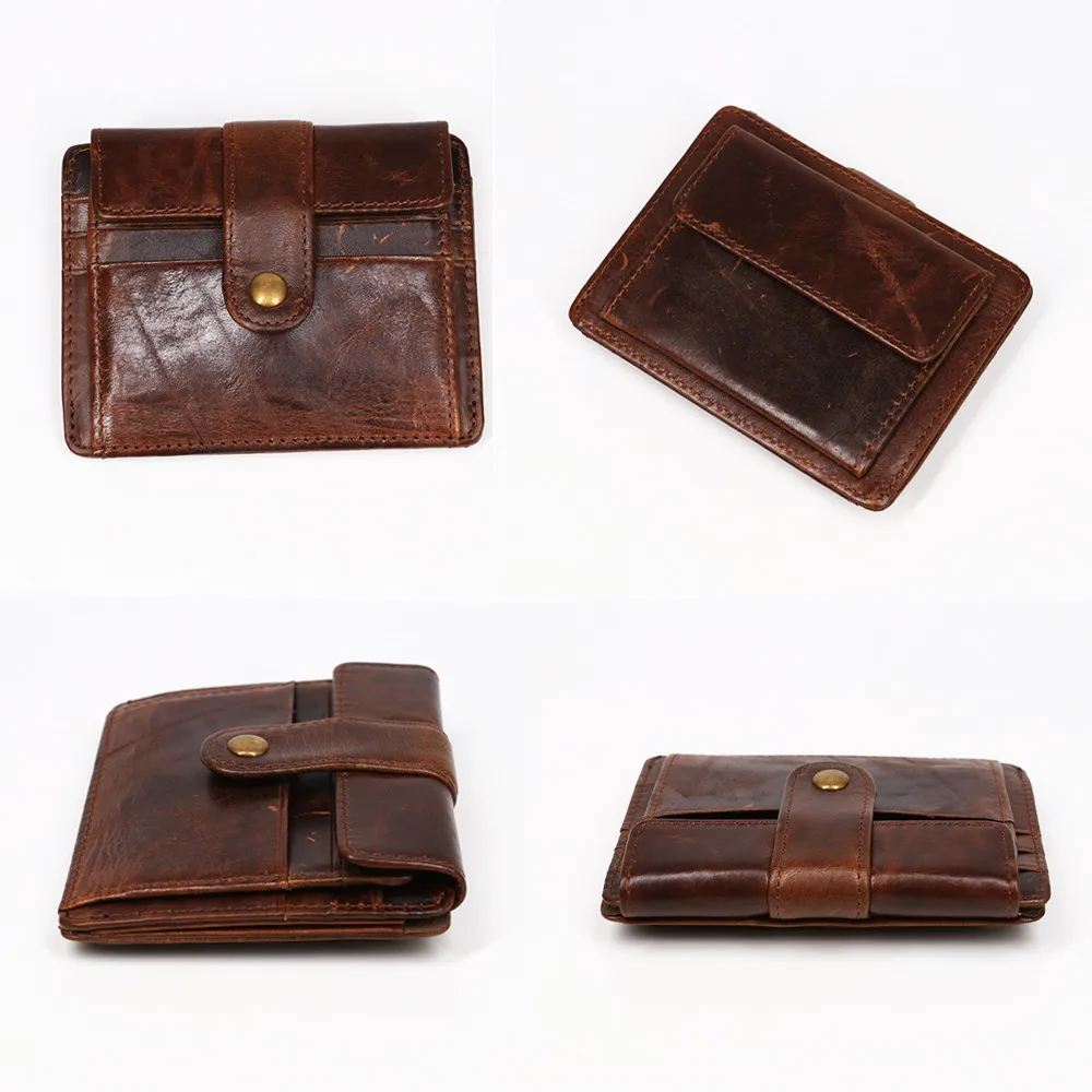 Мужской кошелек из 2021 натуральной кожи винтажный короткий тонкий маленький