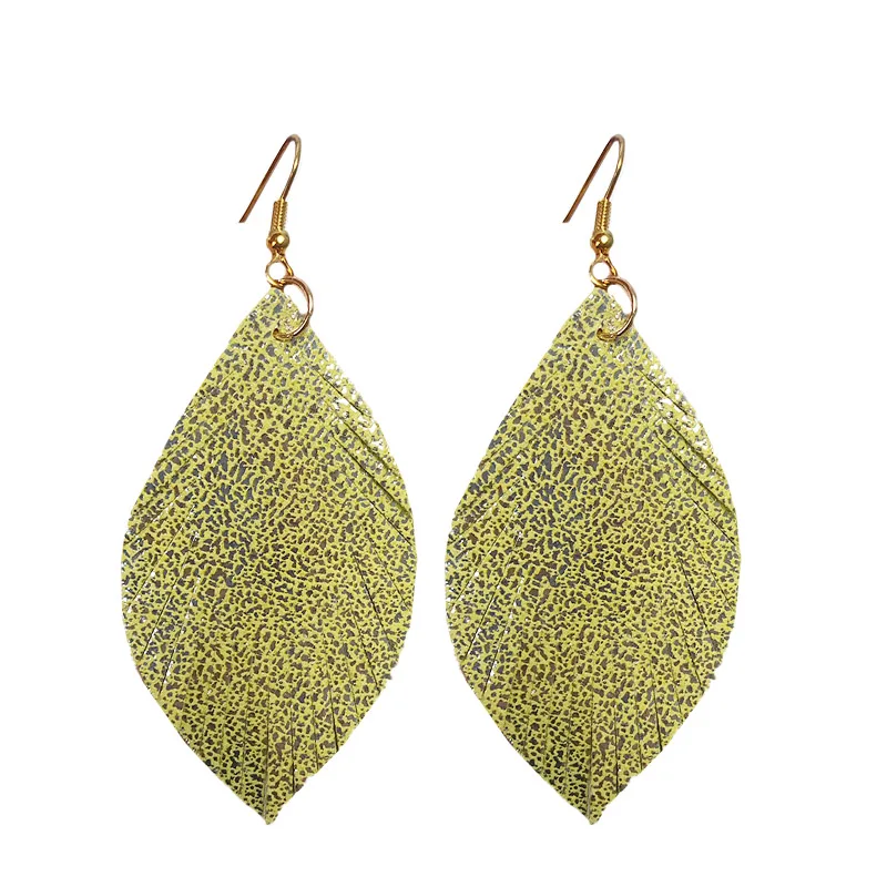 Новые блестящие серьги M & G из натуральной кожи модная подвеска в виде листика