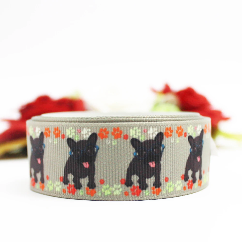 

Корсажная/атласная лента с принтом собачьих и лап, украшение для рождественской вечеринки, аксессуары для волос, ручная работа, подарочная ...