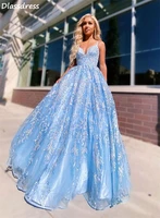 blue evening dress new appliques lace spaghetti strap v neck sleeveless backless lace up sexy prom dress %d0%bf%d0%bb%d0%b0%d1%82%d1%8c%d1%8f %d0%b7%d0%bd%d0%b0%d0%bc%d0%b5%d0%bd%d0%b8%d1%82%d0%be%d1%81%d1%82%d0%b5%d0%b9