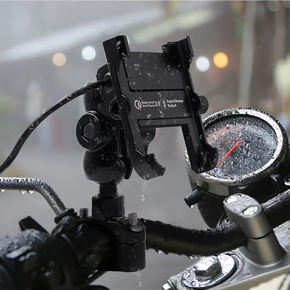 Алюминиевый держатель для телефона мотоцикла QC3.0 quick charge Moto Руль заднего вида кронштейн Подставка для 4-6,5 дюймов крепление для мобильного телефона