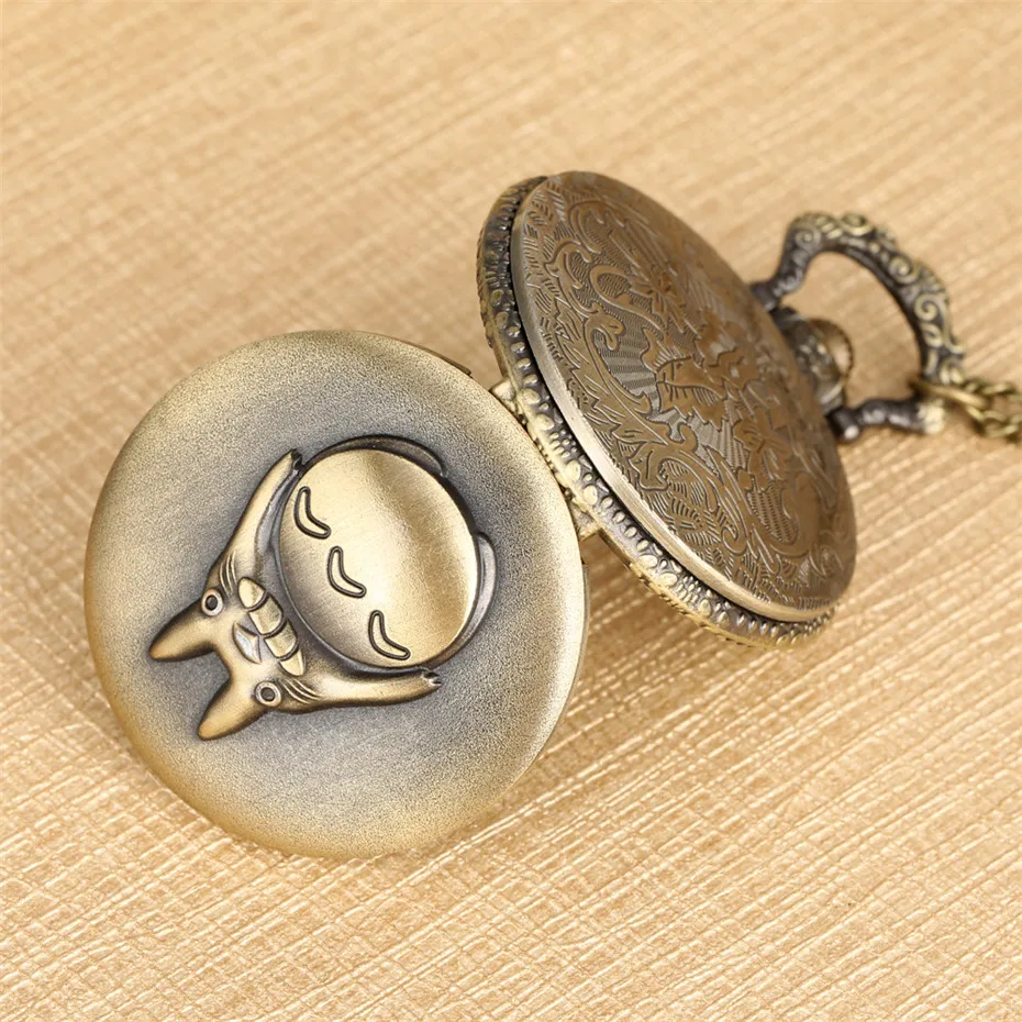 Винтажные бронзовые кварцевые карманные часы Totoro популярные японские аниме Мой