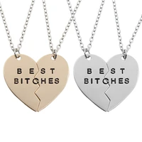 fashion best bitches new two sets of best friends bff mosaic heart shaped pendant necklace alloy male and female couple jewelry
