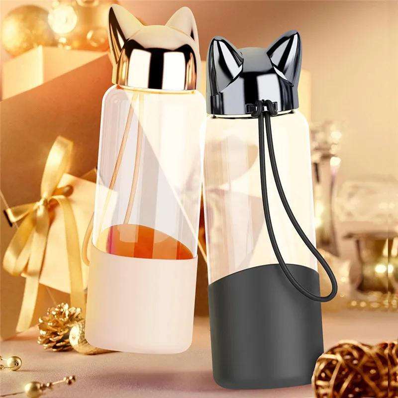 Портативный милые носки с лисой и Стекло бутылка для воды BPA бесплатно 320 мл