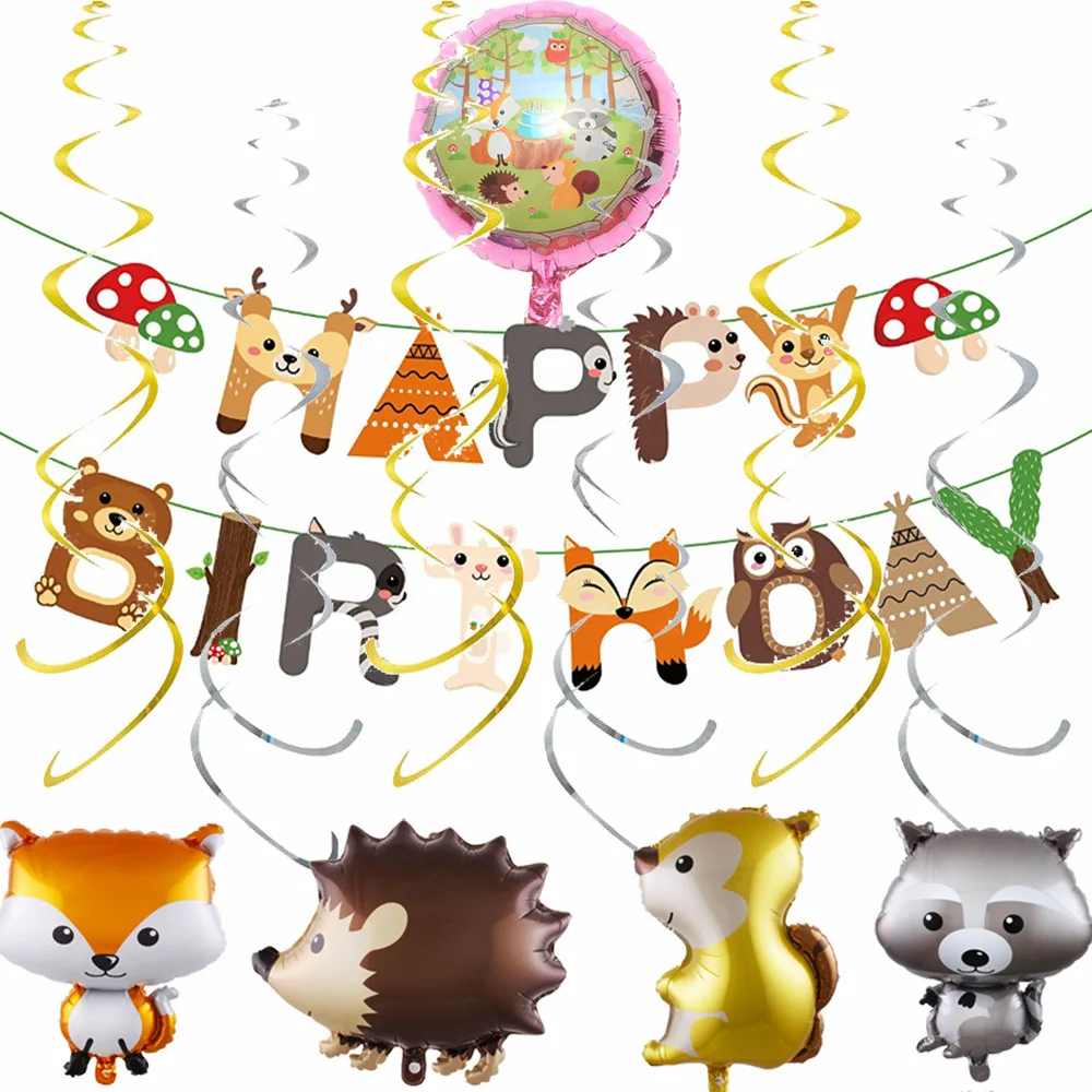 Воздушные шары из фольги в виде животного на свадьбу и день рождения лес тема