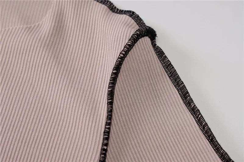 

CHRONSTYLEStriped 2 Piece Women's Set Tracksuits 2021 Sexy Long Sleeve O-neck T-shirts Crop Top High Waist Biker Shorts Bottoms