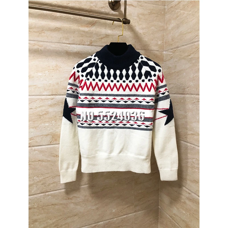 

Women Wool Pullovers Autumn Winter high-neck Knitted Embroidery Long Sleeve Casual Sweater