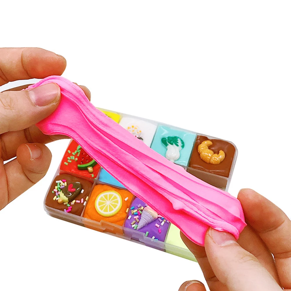 Лизун для детей игрушка 12 слоёнок слизи из в форме тарелки хлопка пушистая