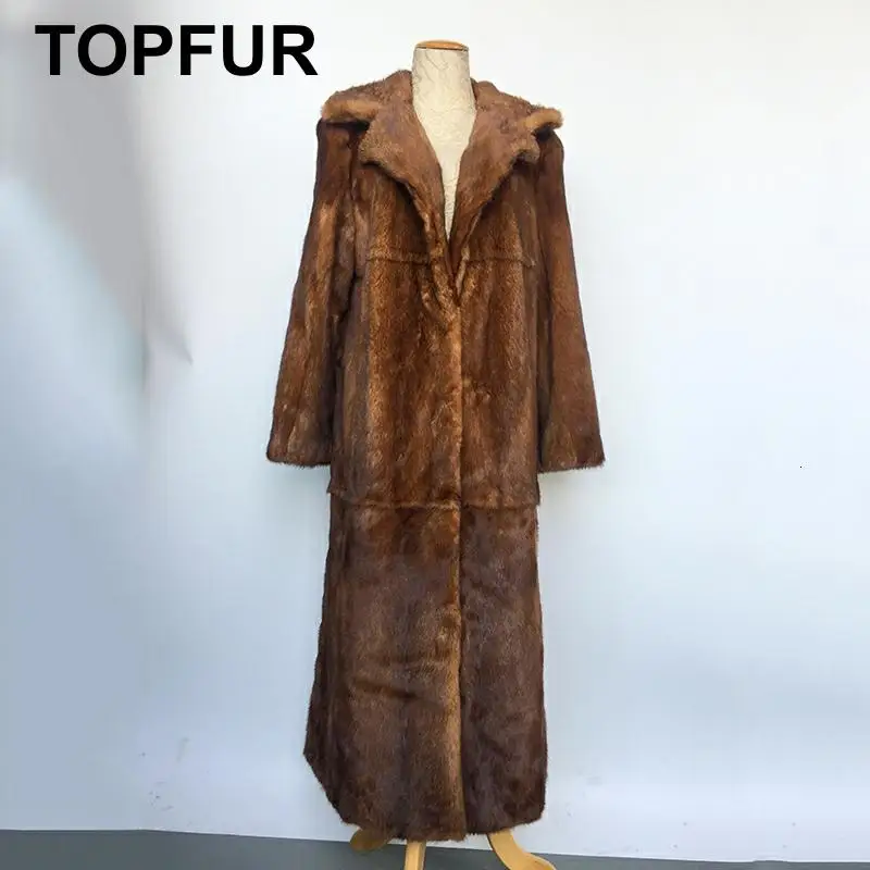 TOPFUR 2019 новый тип шуба из настоящей норки Женская 120 см плюс длинная верхняя одежда