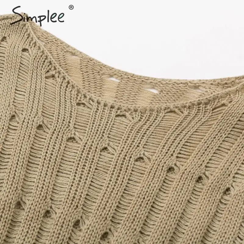Simplee Vintage hollow out autumn sweater women Elegant loose female winter pullover sweaters Solid office ladies jumpers 2019 | Женская