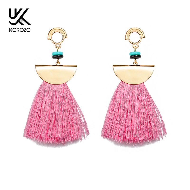 2019 Новые разноцветные кисти Серьги для женщин красный шелк ткань бахрома длинный