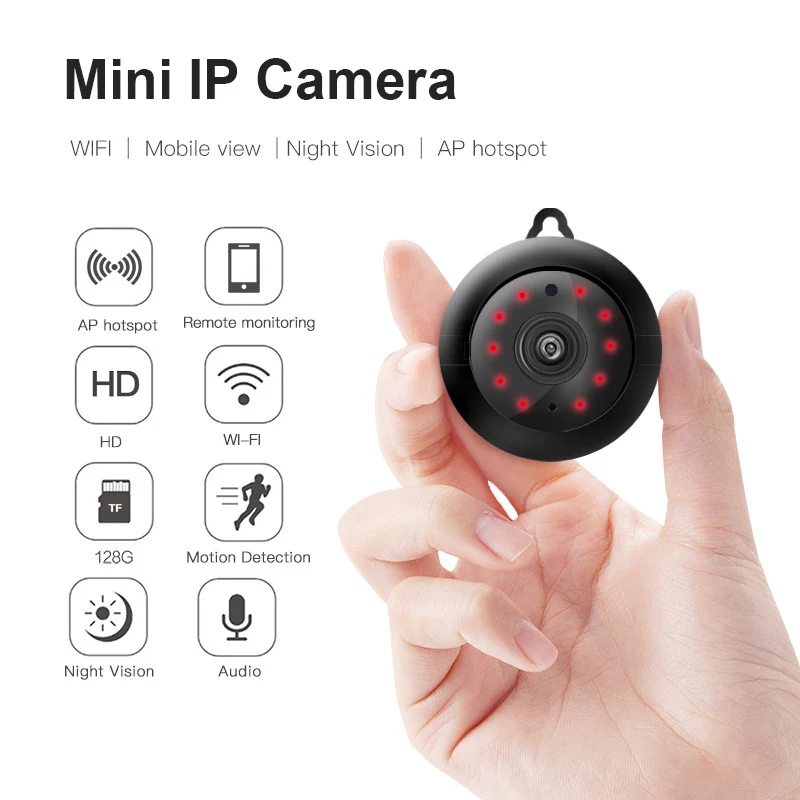 MINI IP Camera Wireless Small CCTV WIFI 1080P Home Security Infrared Night Vision Motion Detection SD Card Slot Audio APP V380 |