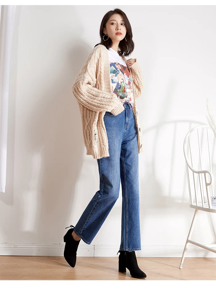 Женские классические джинсы LEIJIJEANS, элегантные свободные неэластичные брюки с высокой посадкой, новая модель 9101 большого размера