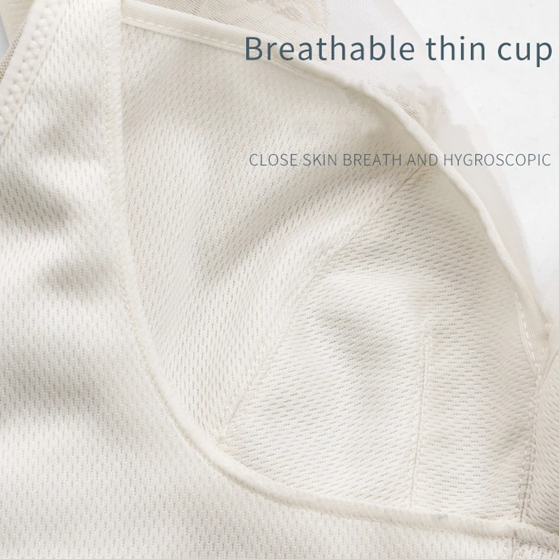 

Large Size Bra Sexy Ultra Thin Bras Women Wire Free Silky Soft Underwear Girls Breathable Deep V 3/4 Cup Mesh Comfort Lingerie