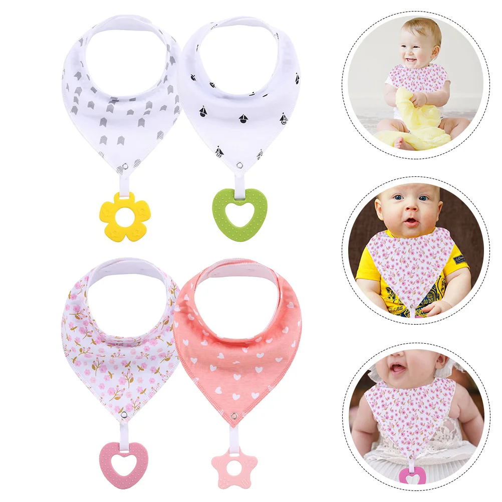 

4Pcs Practical Supple Durable Portable Lightweight Drooling Bibs Dining Bibs Teether Bibs