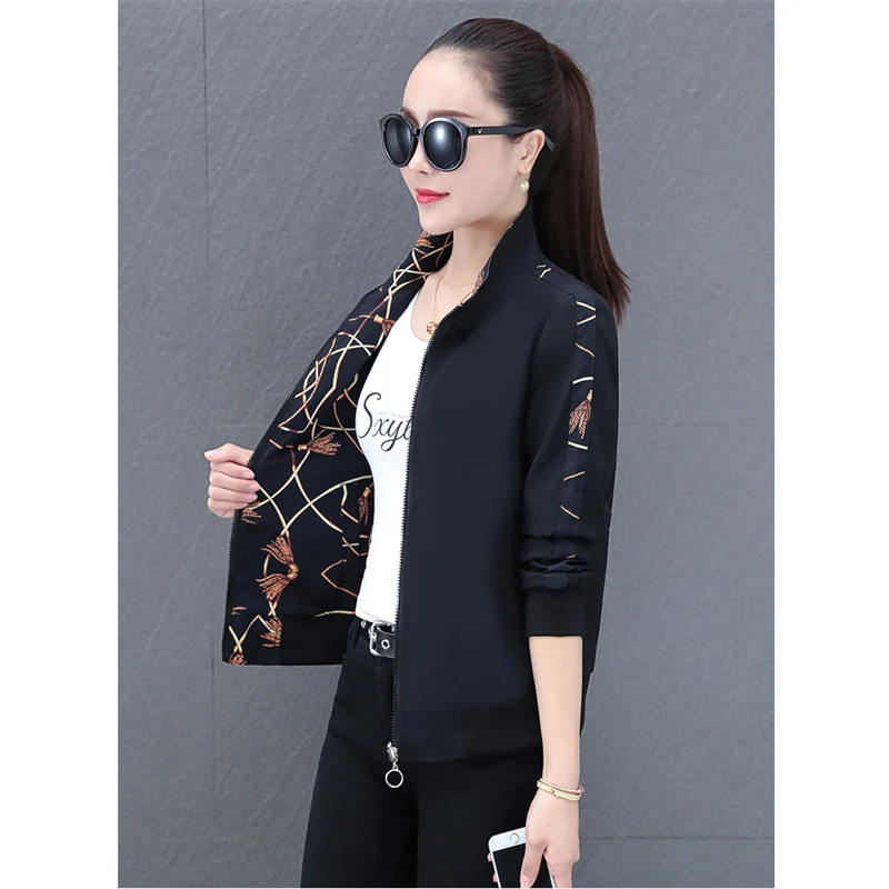 

New Casual Jacket Women 2021 Spring Autumn Dual-use Stand-up Collar Plus Size Fashion Apricot Light Blue Pink short Coats GH336