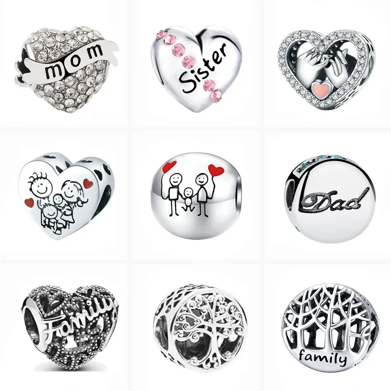 Лидер продаж 2021 Полые бусины в виде семейного дерева для папы подходят